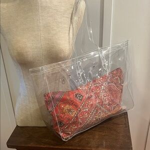 Attitudes by Renee Clear Tote with Red Patterned Pouch